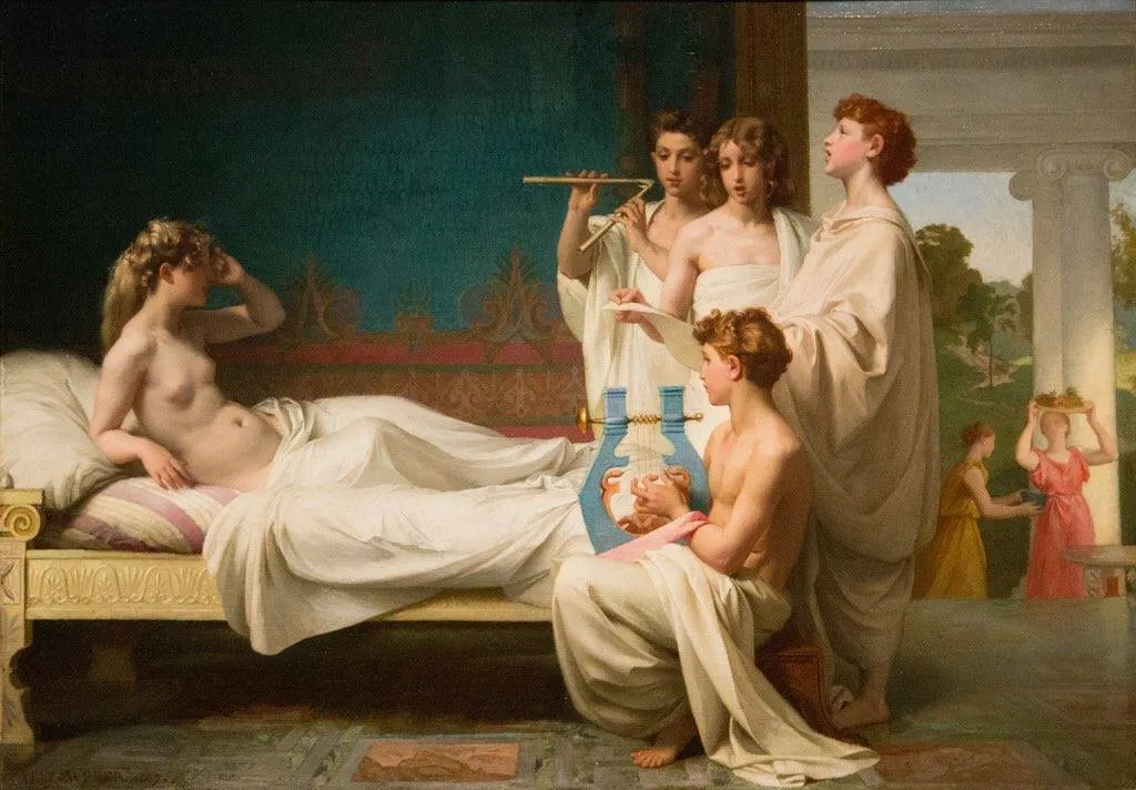The Awakening of Psyche (1867) by Adolphe Weber — original painting reproduced as a hand-painted oil on canvas