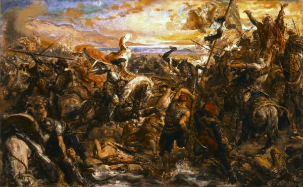 The Battle of Varna (1879) by Jan Matejko — original painting reproduced as a hand-painted oil on canvas