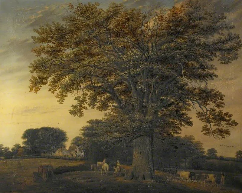 The Binley Oak (1848) by Edwin Brown — original painting reproduced as a hand-painted oil on canvas