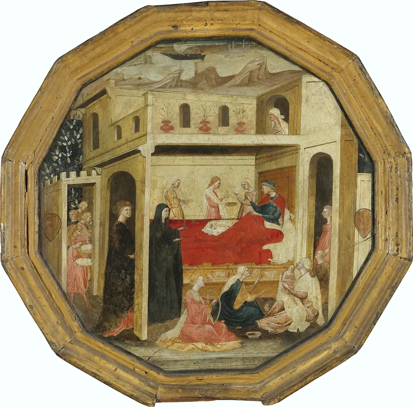 The Birth of John the Baptist (1428) by Bartolomeo di Fruosino — original painting reproduced as a hand-painted oil on canvas