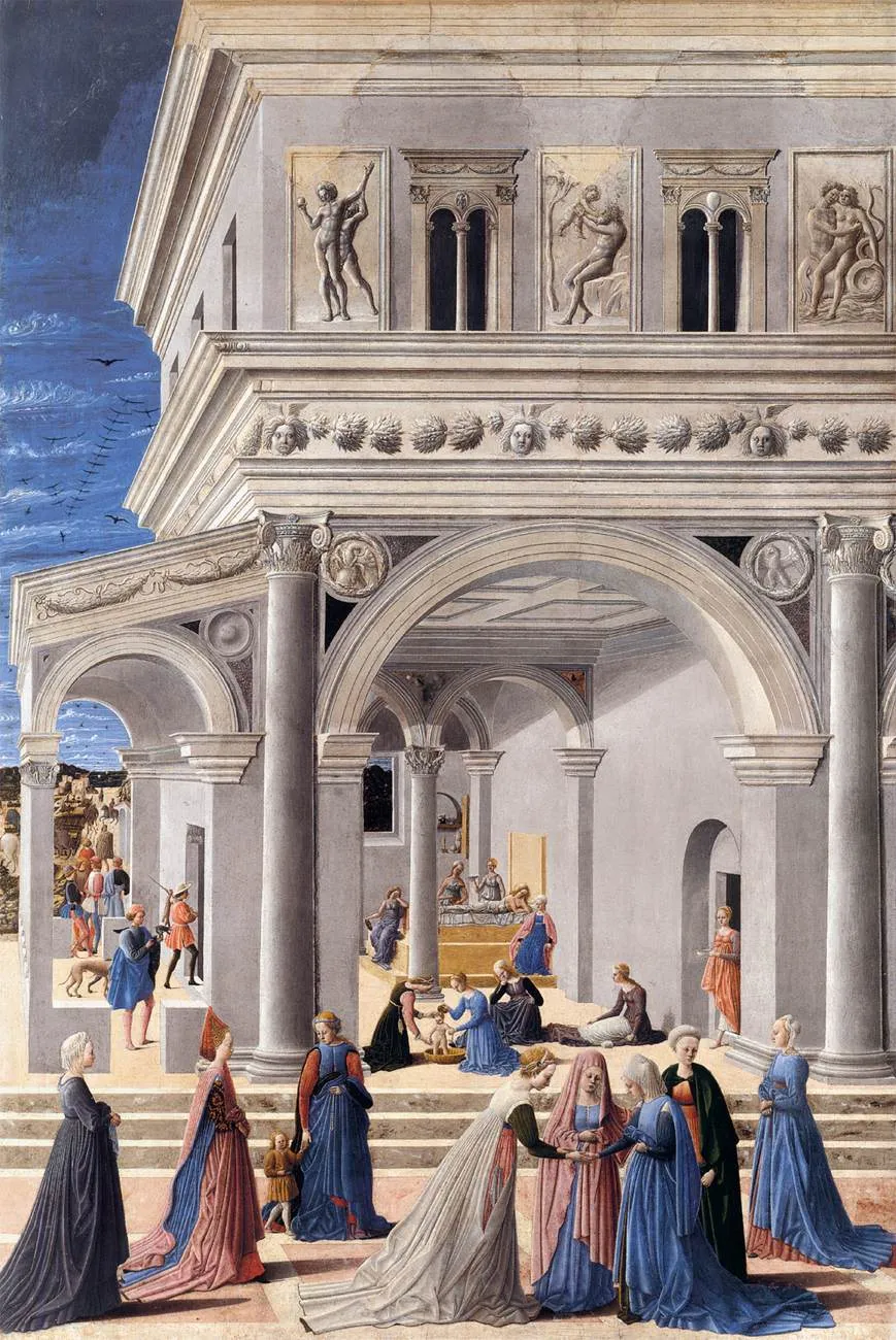 The Birth of the Virgin (1467) by Fra Carnevale — original painting reproduced as a hand-painted oil on canvas