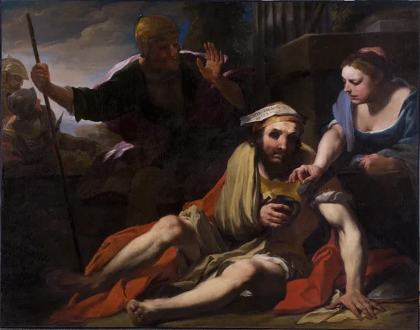 The Blind Belisarius (1695) by Andrea Lanzani — original painting reproduced as a hand-painted oil on canvas