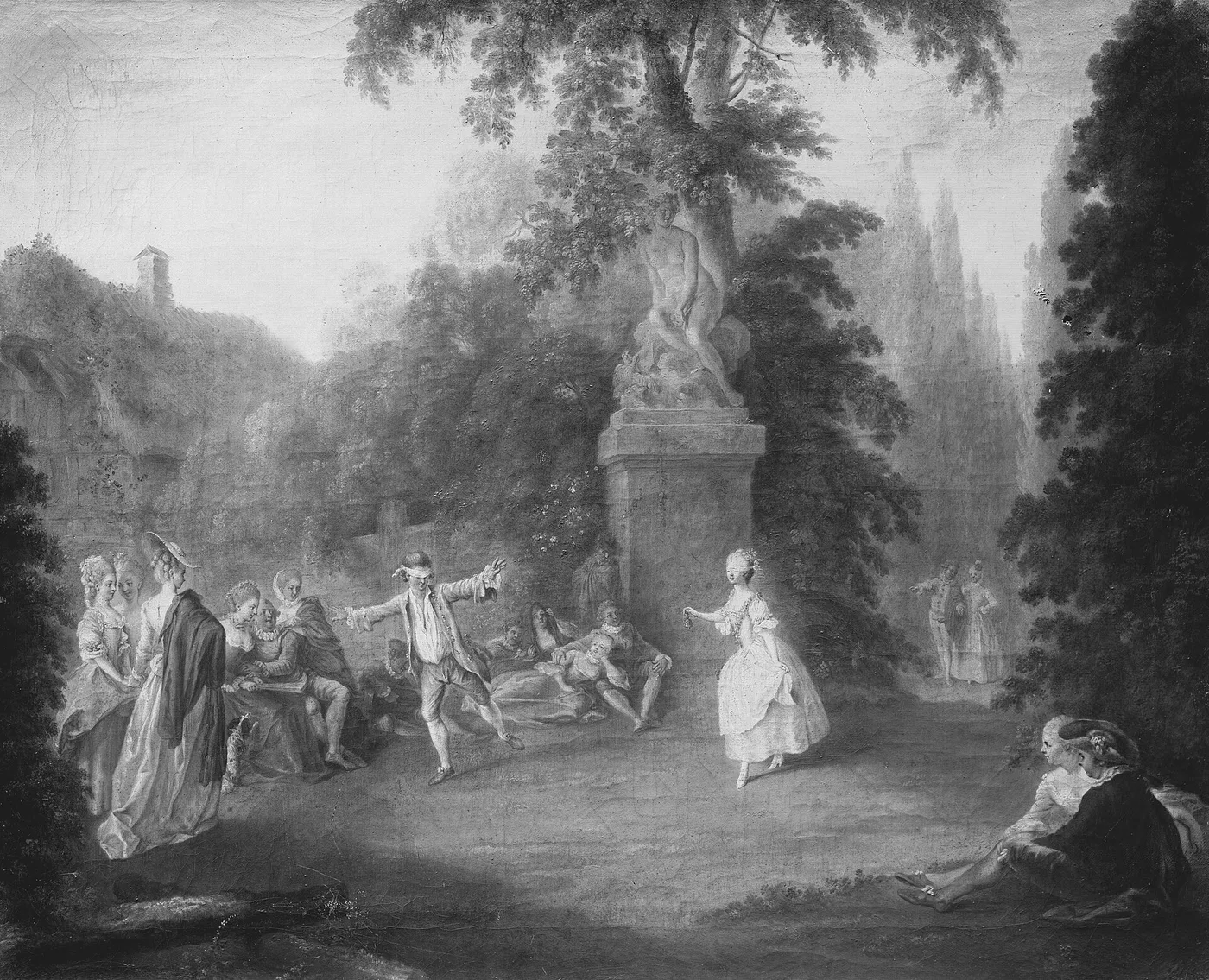 The Blind Man’s Game (1768) by Daniel Nikolaus Chodowiecki — original painting reproduced as a hand-painted oil on canvas