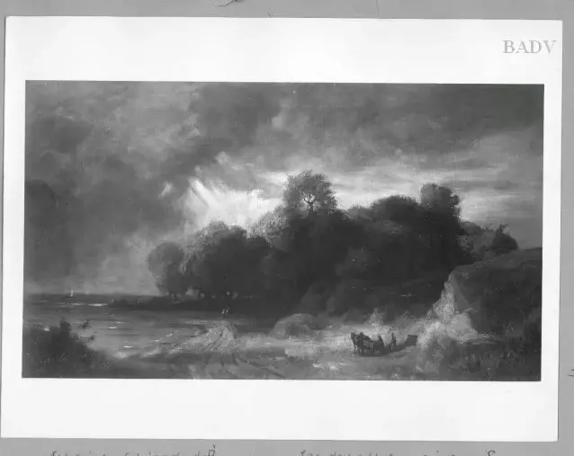 The border of a lake in storm (1850) by Eduard Schleich the Elder — original painting reproduced as a hand-painted oil on canvas