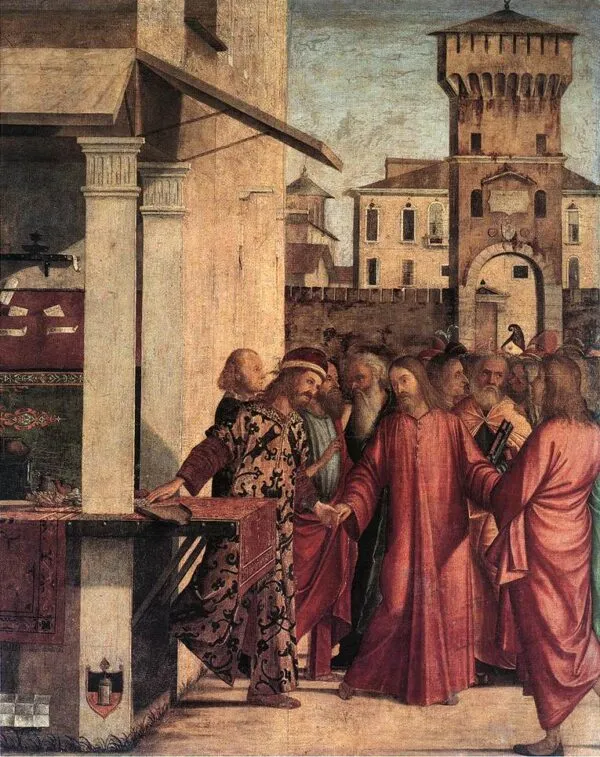 The Calling of Matthew (1502) by Vittore Carpaccio — original painting reproduced as a hand-painted oil on canvas