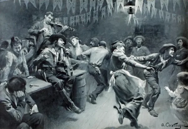 The Dance (1893) by André Castaigne — original painting reproduced as a hand-painted oil on canvas