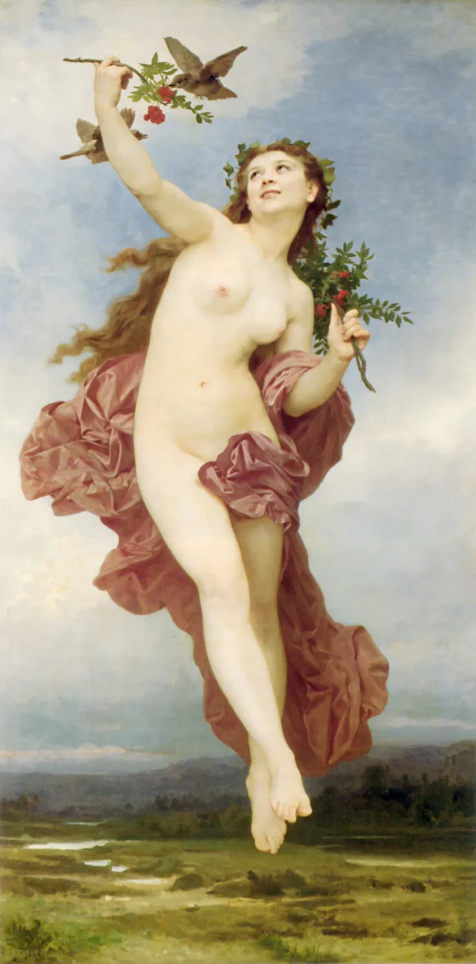 The Day (1884) by William-Adolphe Bouguereau — original painting reproduced as a hand-painted oil on canvas
