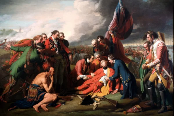 The Death of General Wolfe (1770) by Benjamin West — original painting reproduced as a hand-painted oil on canvas