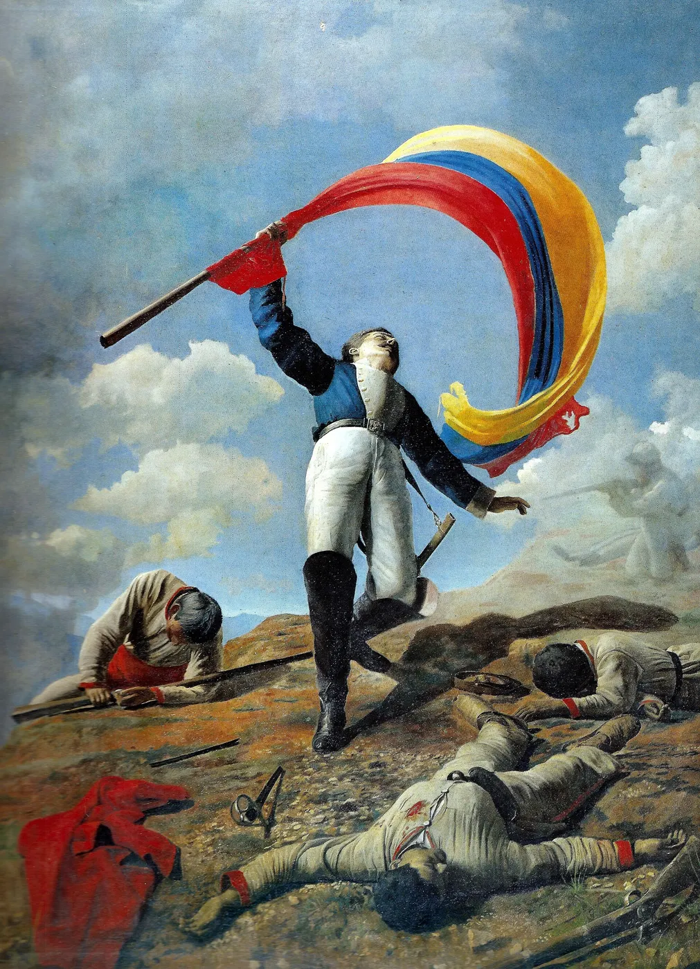 The Death of Girardot in Barbula (1883) by Cristóbal Rojas — original painting reproduced as a hand-painted oil on canvas