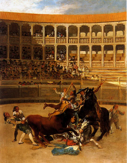 The Death of the Picador (1793) by Francisco Goya — original painting reproduced as a hand-painted oil on canvas