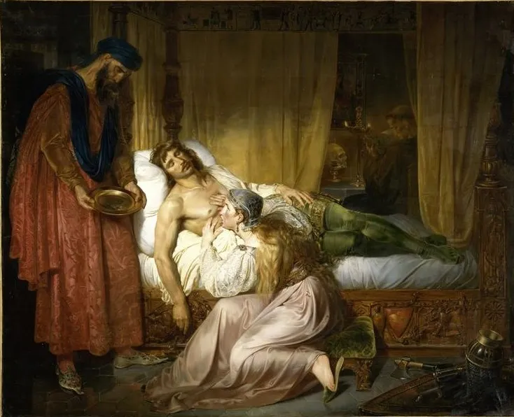 The Devotion Of Princess Sybille (1832) by Félix Auvray — original painting reproduced as a hand-painted oil on canvas