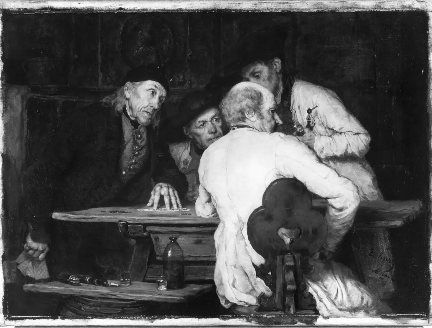 The Dispute (1877) by Eduard Kurzbauer — original painting reproduced as a hand-painted oil on canvas