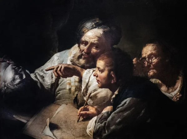 The drawing school (1750) by Domenico Maggiotto — original painting reproduced as a hand-painted oil on canvas