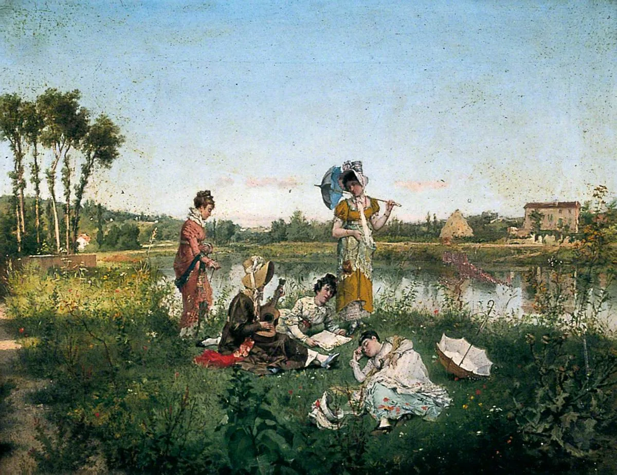 The Duet (1873) by Antonio Pascutti — original painting reproduced as a hand-painted oil on canvas