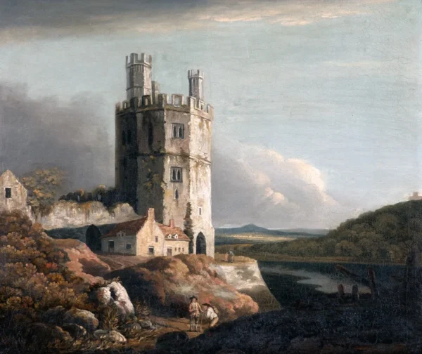 The Eagle Tower, Carnarvon Castle (1802) by Benjamin Barker — original painting reproduced as a hand-painted oil on canvas