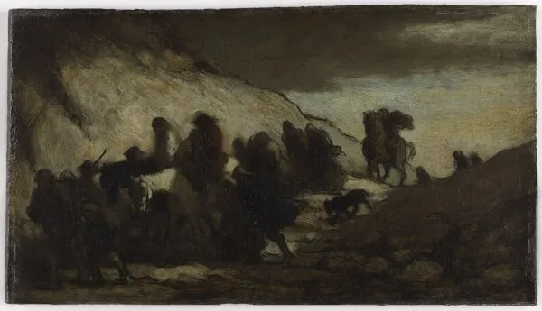The Emigrants (1857) by Honoré Daumier — original painting reproduced as a hand-painted oil on canvas