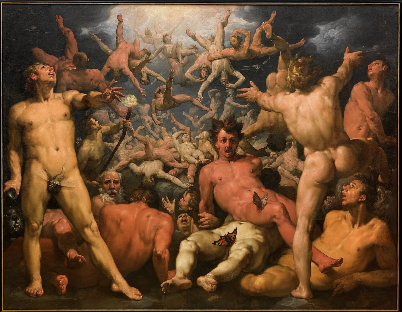 The Fall of the Titans (1580) by Cornelis van Haarlem — original painting reproduced as a hand-painted oil on canvas