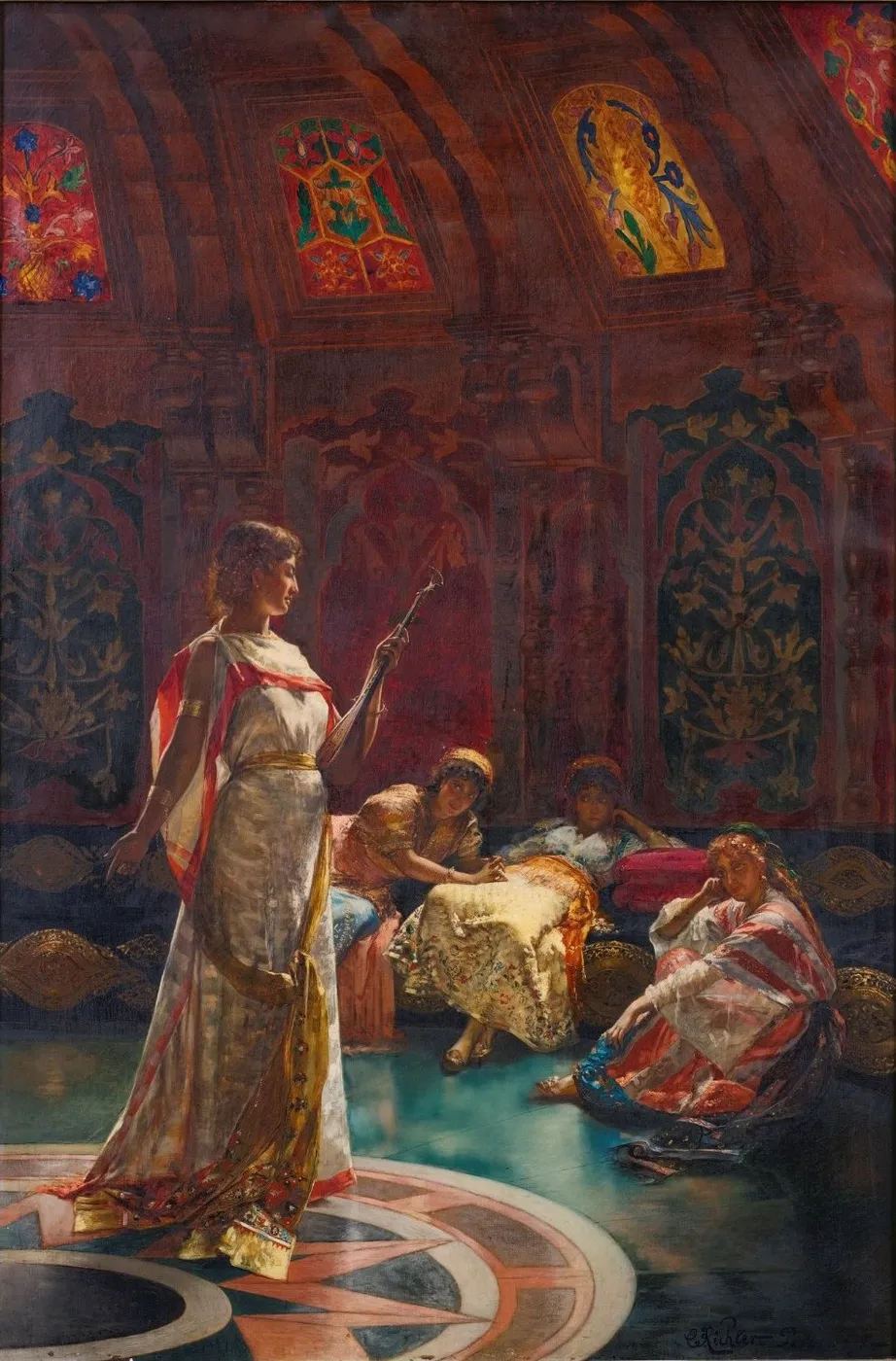 The Four Rivals (1879) by Edouard Frederic Wilhelm Richter — original painting reproduced as a hand-painted oil on canvas