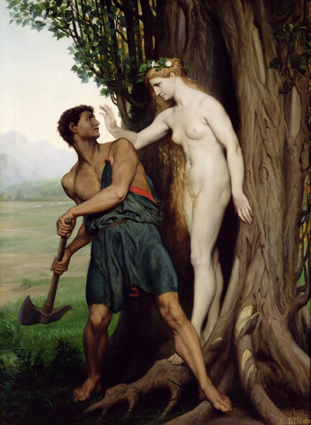 The Hamadryad (1870) by Émile Bin — original painting reproduced as a hand-painted oil on canvas