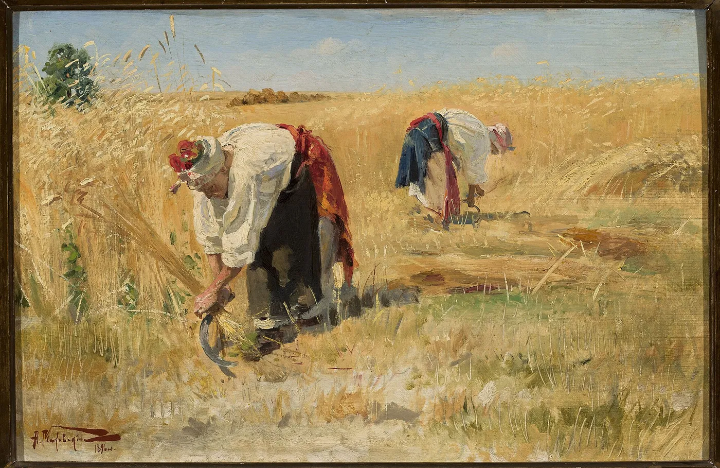 The Harvest. (1896) by Aleksandr Makovsky — original painting reproduced as a hand-painted oil on canvas