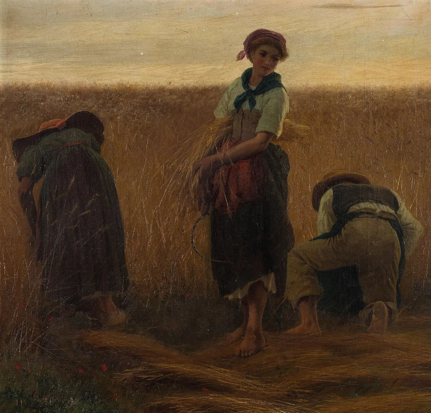 The hay harvest (1911) by Carlo Ademollo — original painting reproduced as a hand-painted oil on canvas