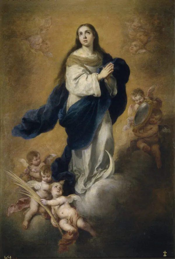 The Immaculate Conception (1665) by Bartolomé Esteban Murillo — original painting reproduced as a hand-painted oil on canvas