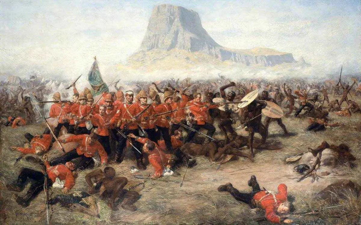 The Last Stand at Isandlwana by Charles Edwin Fripp — original painting reproduced as a hand-painted oil on canvas