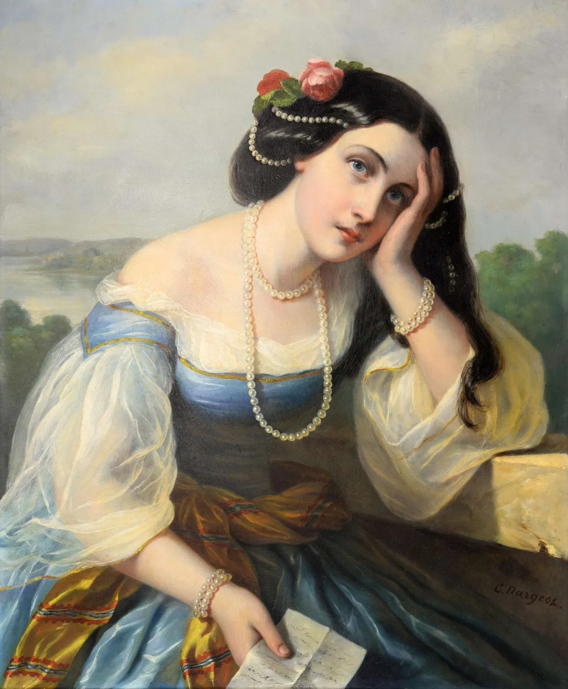The Letter by Clara Nargeot — original painting reproduced as a hand-painted oil on canvas