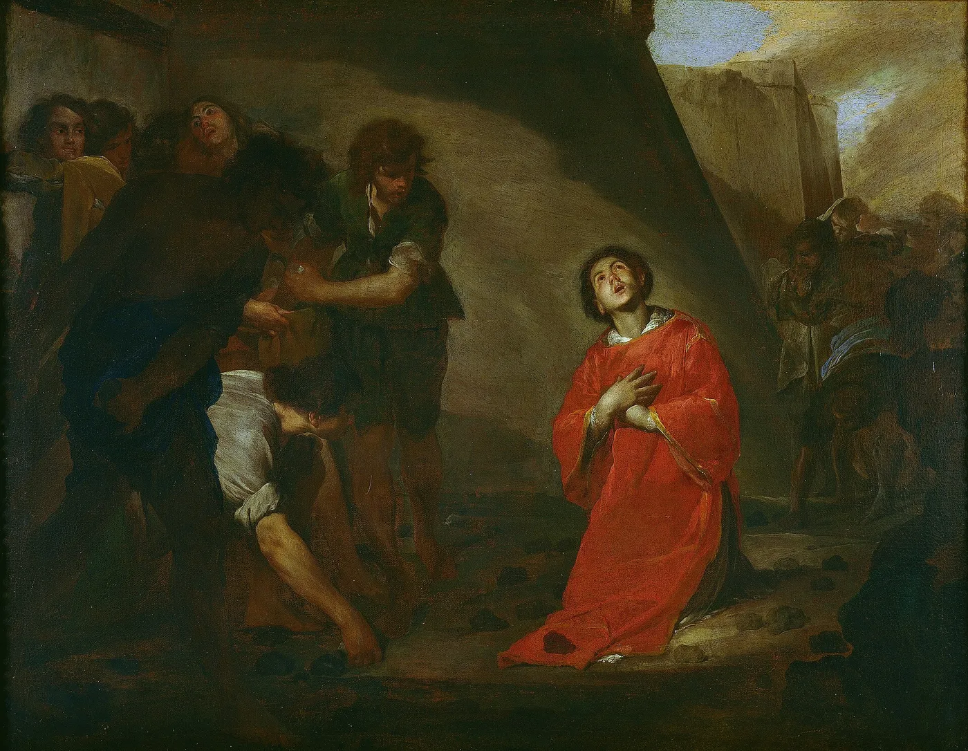 The Martyrdom of Saint Stephen (1645) by Bernardo Cavallino — original painting reproduced as a hand-painted oil on canvas