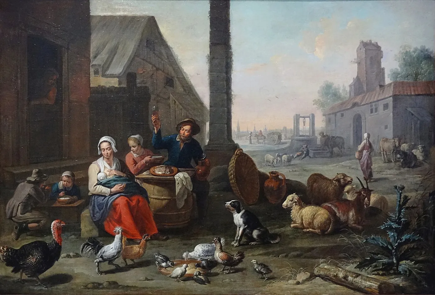 The meal at the farm (1650) by Abraham Willemsens — original painting reproduced as a hand-painted oil on canvas