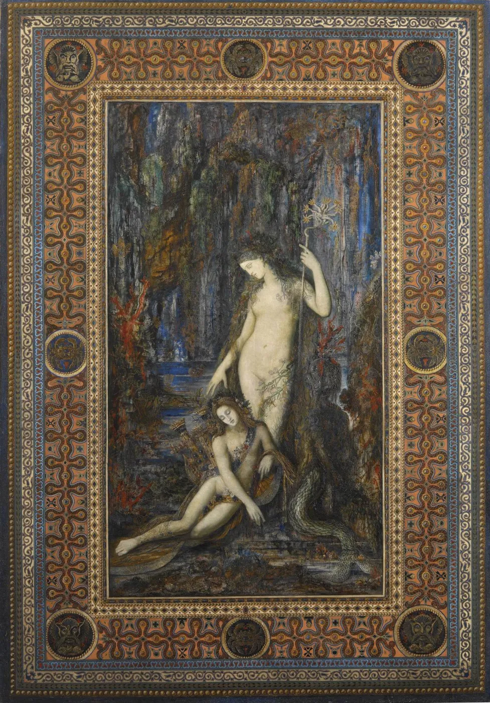 The Mermaid and the Poet (1895) by Gustave Moreau — original painting reproduced as a hand-painted oil on canvas