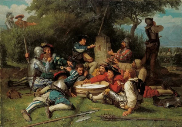 The Milk Soup at Kappel (1869) by Albert Anker — original painting reproduced as a hand-painted oil on canvas