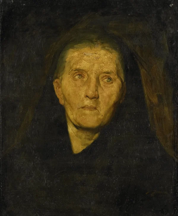 The Mourning Widow (1860) by Diederik Franciscus Jamin — original painting reproduced as a hand-painted oil on canvas