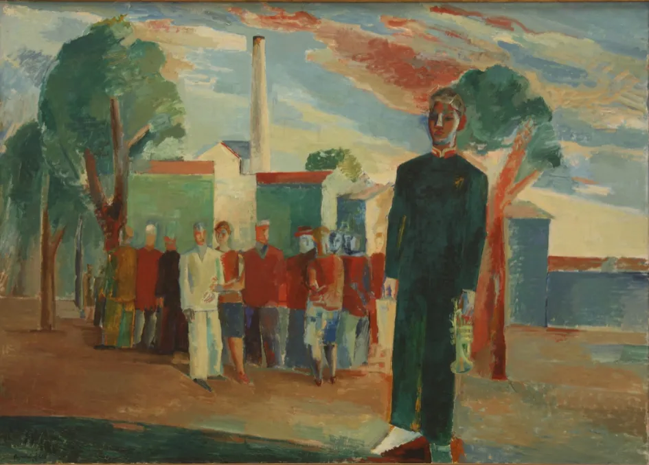 The Musician (1927) by Bjarne Ness — original painting reproduced as a hand-painted oil on canvas