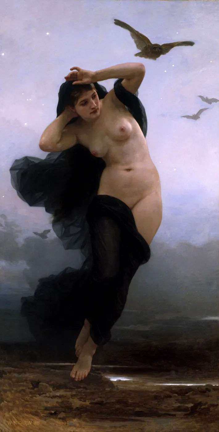 The night (1883) by William-Adolphe Bouguereau — original painting reproduced as a hand-painted oil on canvas