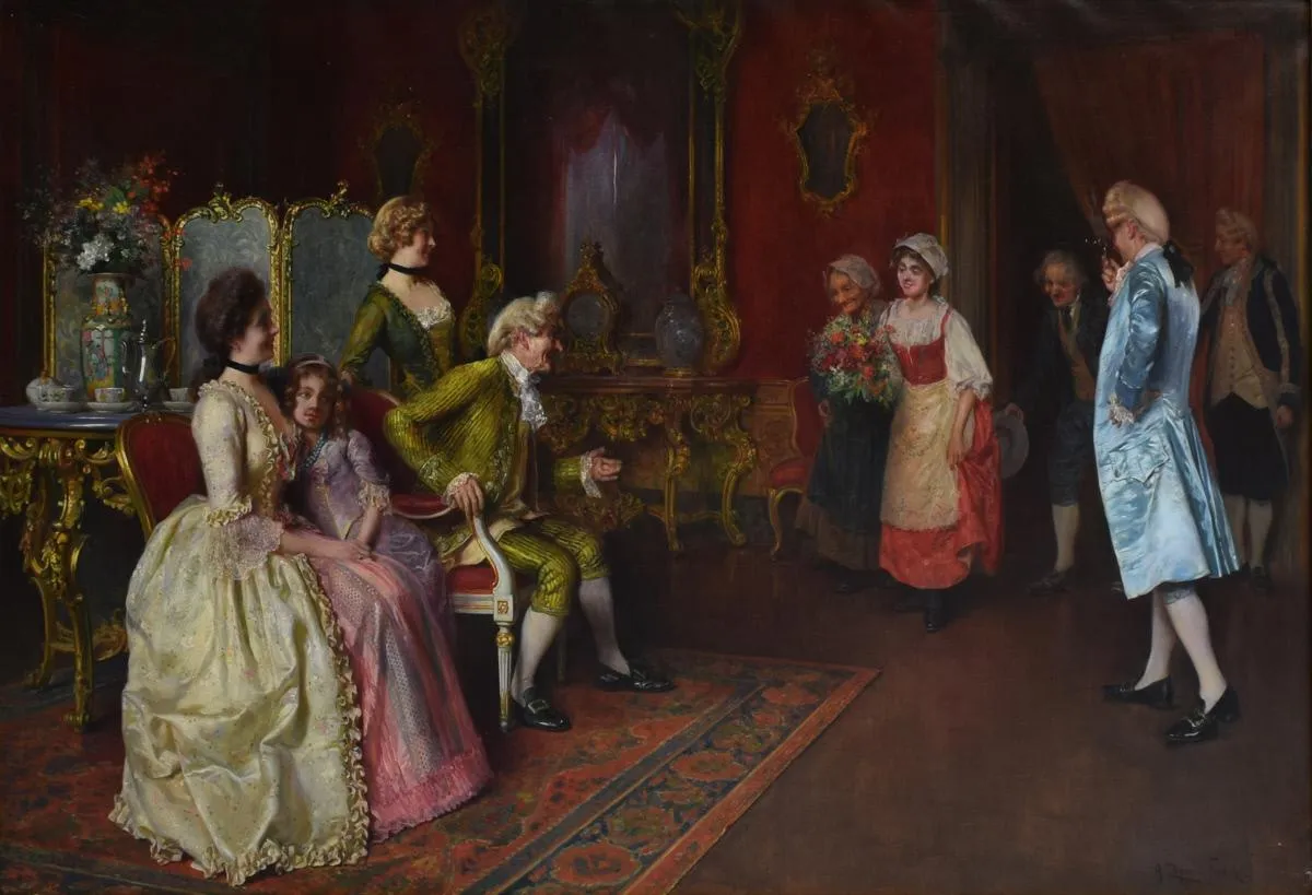 The Nobleman’s Birthday by Antonio Zoppi — original painting reproduced as a hand-painted oil on canvas