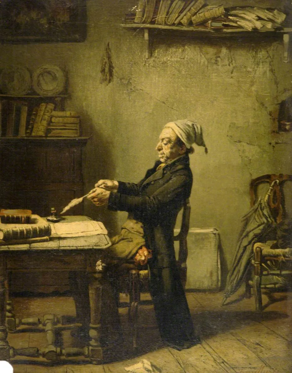 The Old Attorney by Franz Meerts — original painting reproduced as a hand-painted oil on canvas