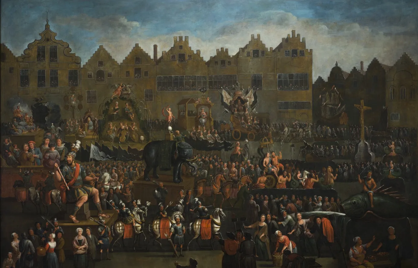 The Ommegang on the Meir in Antwerp (1650) by Alexander Casteels the Younger — original painting reproduced as a hand-painted oil on canvas