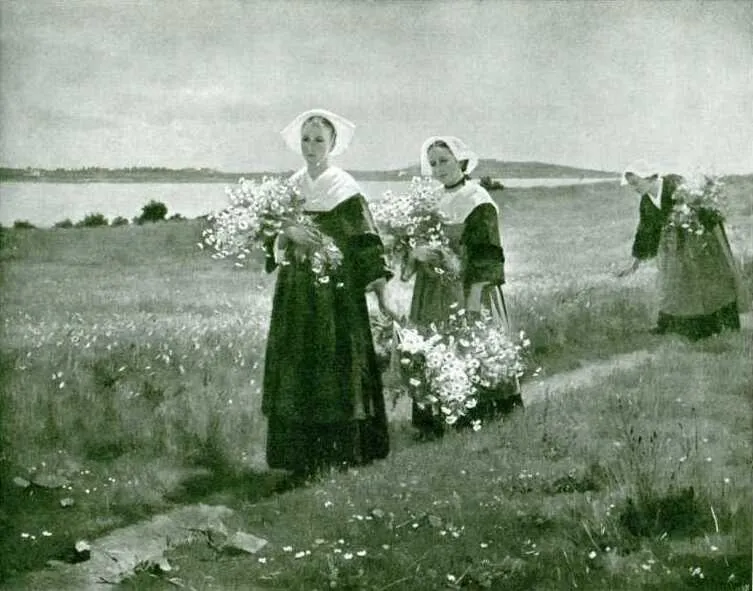 The Pathway to the Village Church (1880) by Fanny Fleury — original painting reproduced as a hand-painted oil on canvas