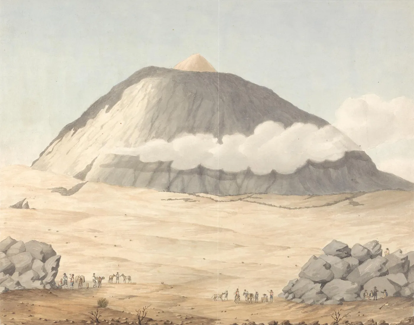 The Peake of Tenerife (1829) by Alfred Diston — original watercolour reproduced as a hand-painted oil on canvas