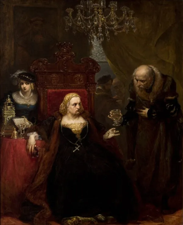 The poisoning of Queen Bona (1859) by Jan Matejko — original painting reproduced as a hand-painted oil on canvas