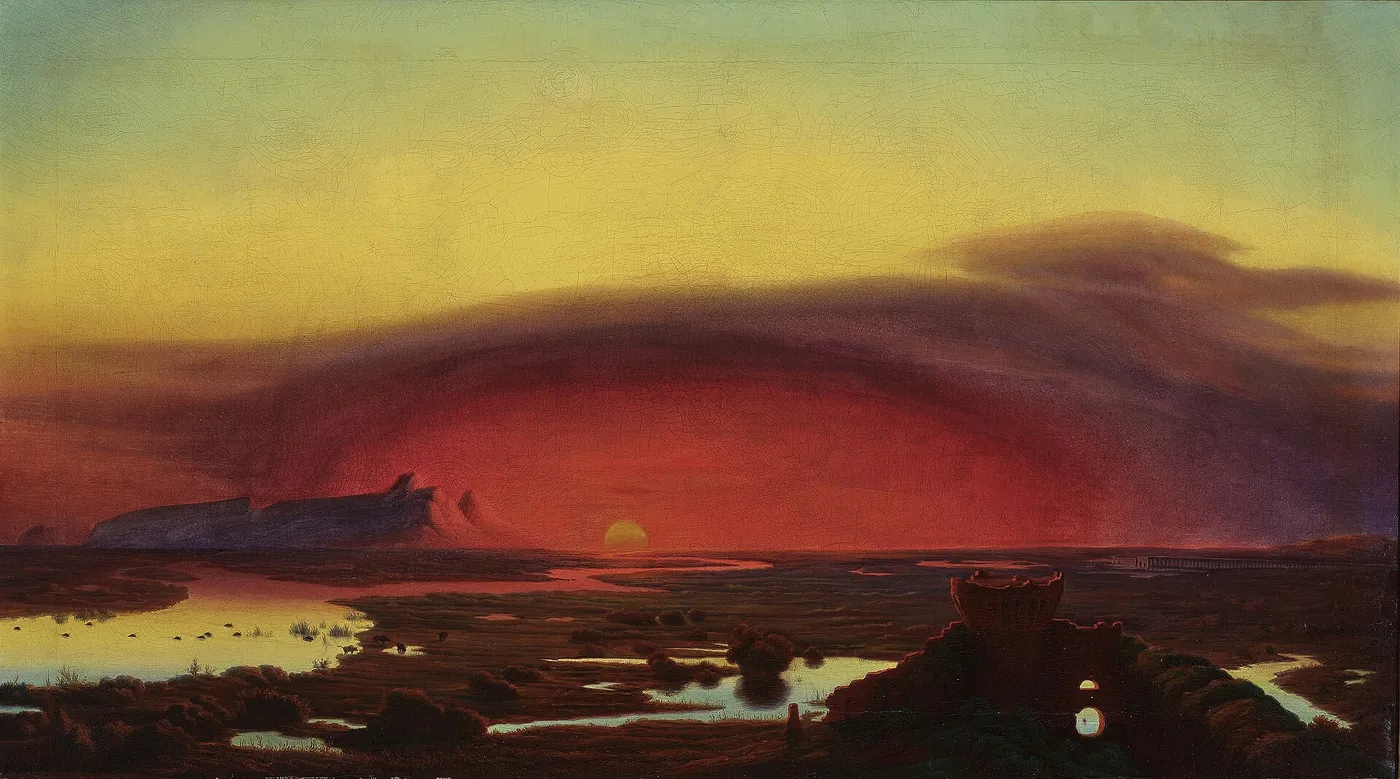 The Pontine Marshes at Sunset — August Kopisch