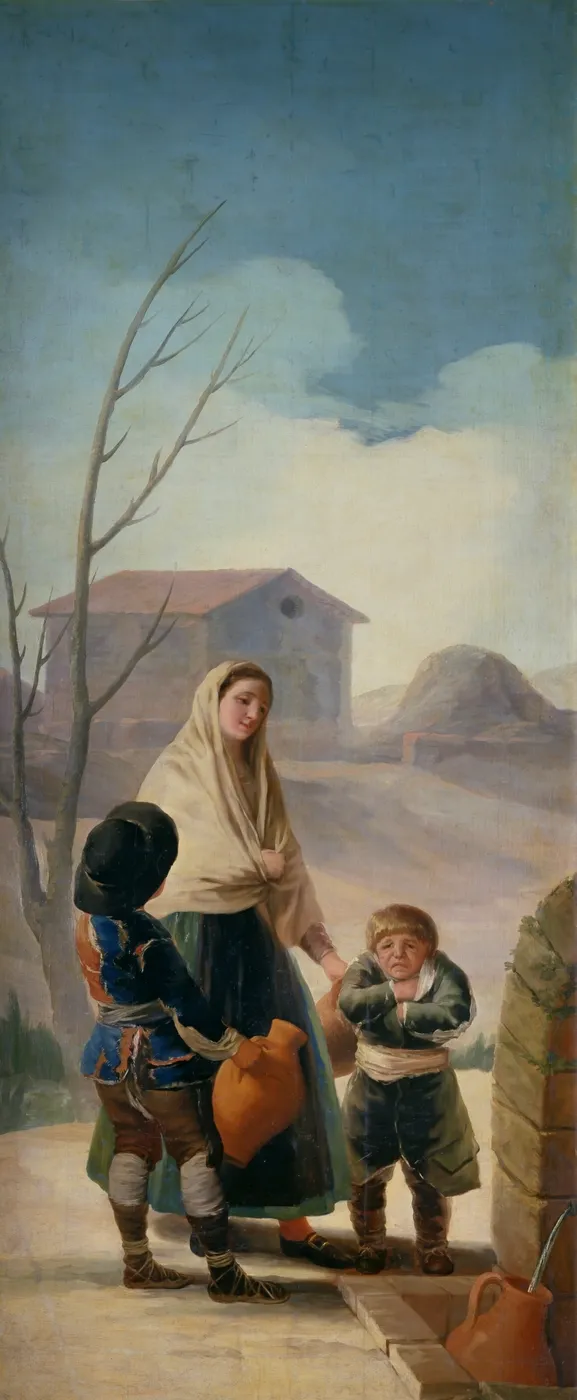 The Poor at the Fountain (1786) by Francisco Goya — original painting reproduced as a hand-painted oil on canvas