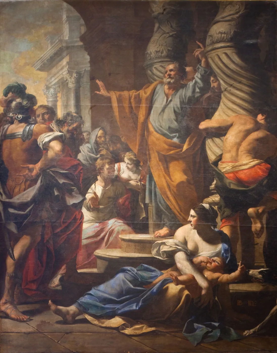 The Preaching of Saint Peter in Jerusalem (1642) by Charles Poerson — original painting reproduced as a hand-painted oil on canvas