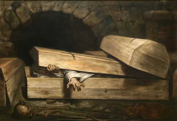 The Premature Burial (1854) by Antoine Wiertz — original painting reproduced as a hand-painted oil on canvas