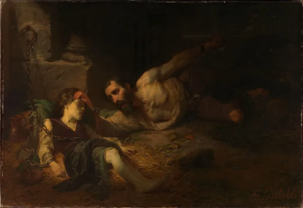 The Prisoner of Chillon (1854) by Andrea Gastaldi — original painting reproduced as a hand-painted oil on canvas