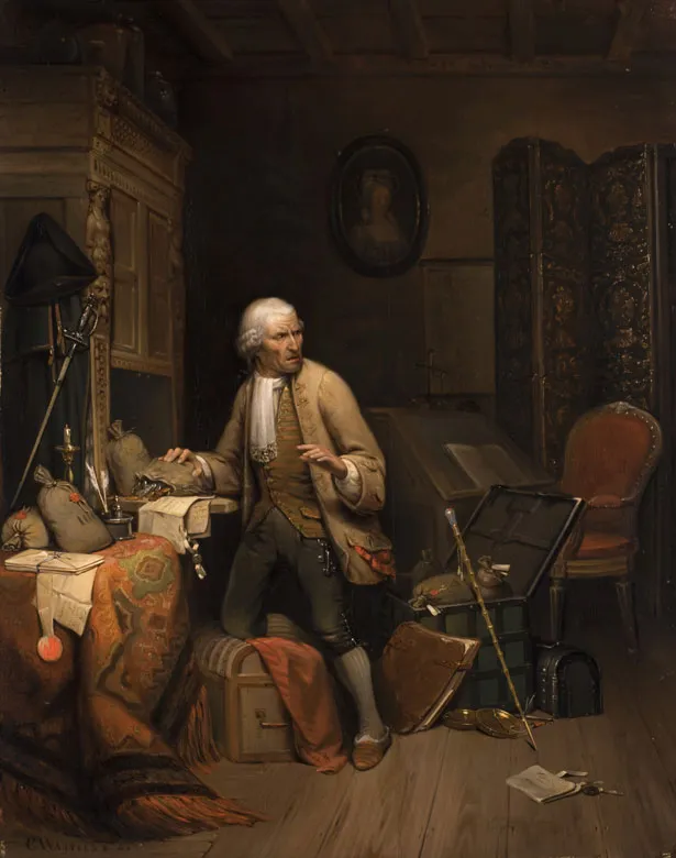 The servant as a thief (1845) by Constant Wauters — original painting reproduced as a hand-painted oil on canvas