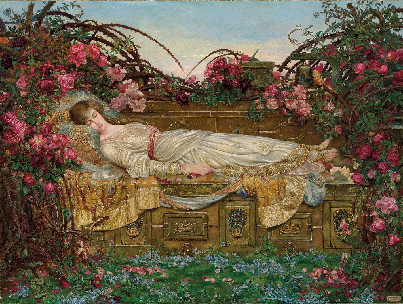The Sleeping Beauty by Archibald Wakley — original painting reproduced as a hand-painted oil on canvas