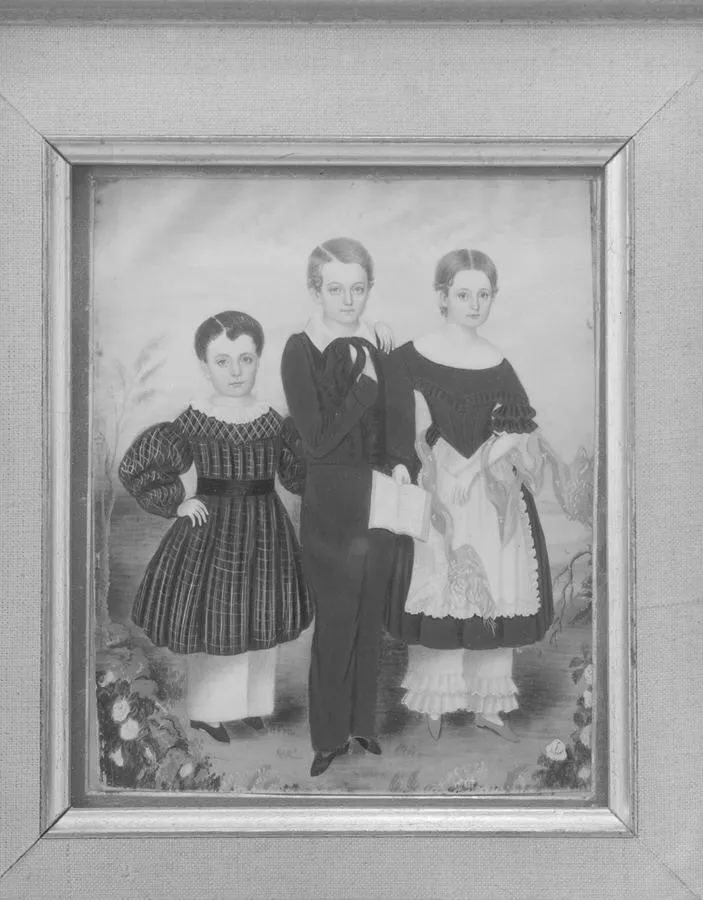 The Starbird Children (1841) by Clarissa Peters Russell — original painting reproduced as a hand-painted oil on canvas