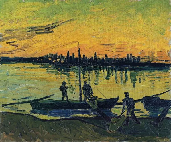 The Stevedores in Arles (1888) by Vincent van Gogh — original painting reproduced as a hand-painted oil on canvas